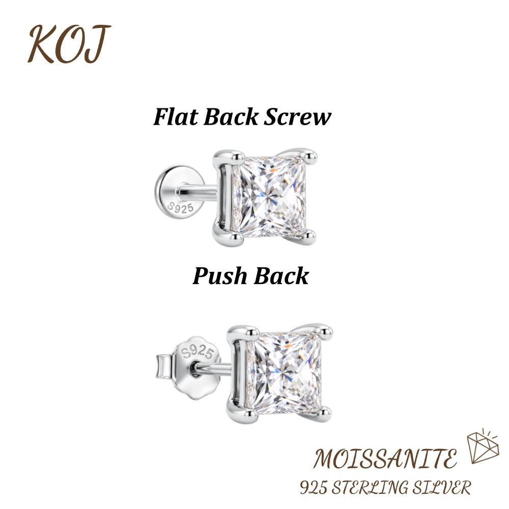 Moissanite Stud Earrings Round Cut 1Ct - KOJ 1PC S925 Silber 0,5/1ct Princess