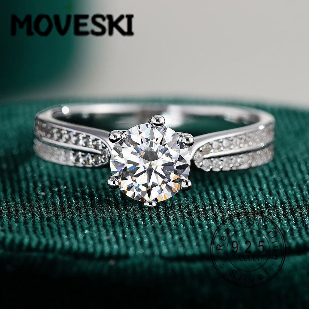 Moissanite Engagement Ring 2 Carat D Vvs1 - Luxuriöser 925 Silber 0,5/1/2/3 Karat Runder