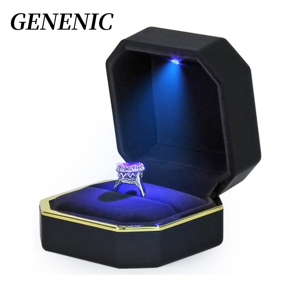 Velvet Ring Box Led Light Proposal - 1pc LED Schmuck Ring Box Luxus