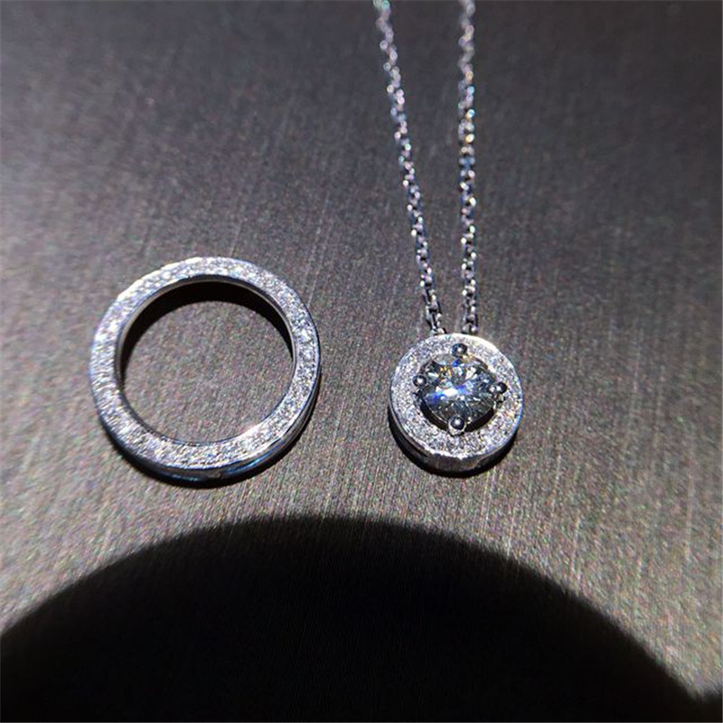 Moissanite Pendant Necklace Solitaire - 2 in 1 Lab Diamant Anhänger