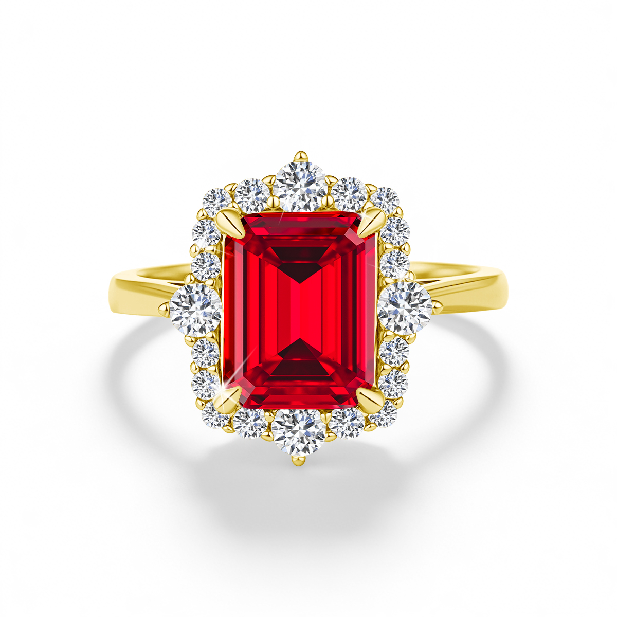 Lab Grown Diamond Ring 14K Gold - 3CT Rubin-Verlobungsringe im Smaragdschliff für Damen,
