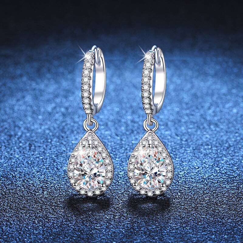 Moissanite Stud Earrings Round Cut 1Ct - JoiasHome 1CT Birnenförmige Moissanit-Ohrringe für Damen,