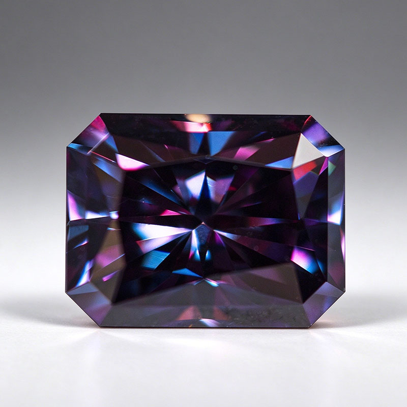 Gra Certificate Loose Moissanite Stone - Royal Purple Color Radiant Cut Moissanit