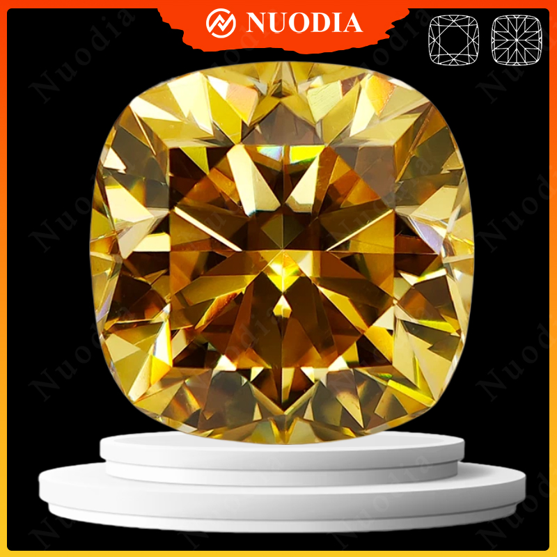 Gra Certificate Loose Moissanite Stone - Zitronengelber Moissanit-Stein mit Zertifikat, Kissenschliff, 0,5-5,0