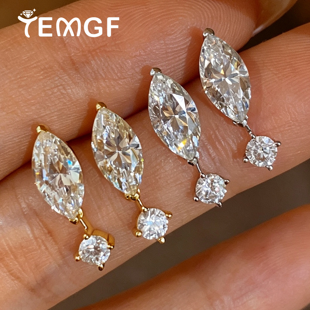 Moissanite Stud Earrings Round Cut 1Ct - 0,5CT 1CT Vollmoissanit-Ohrhänger für Damen, 2