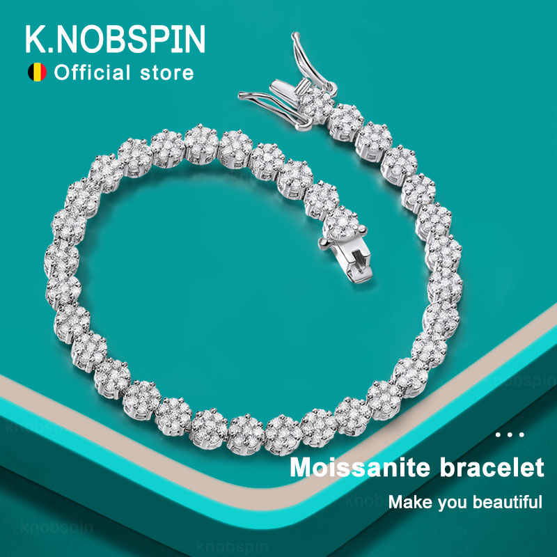 Moissanite Tennis Bracelet 925 Sterling - KNOBSPIN D VVS1 Moissanit-Tennisarmband, voller Diamant,
