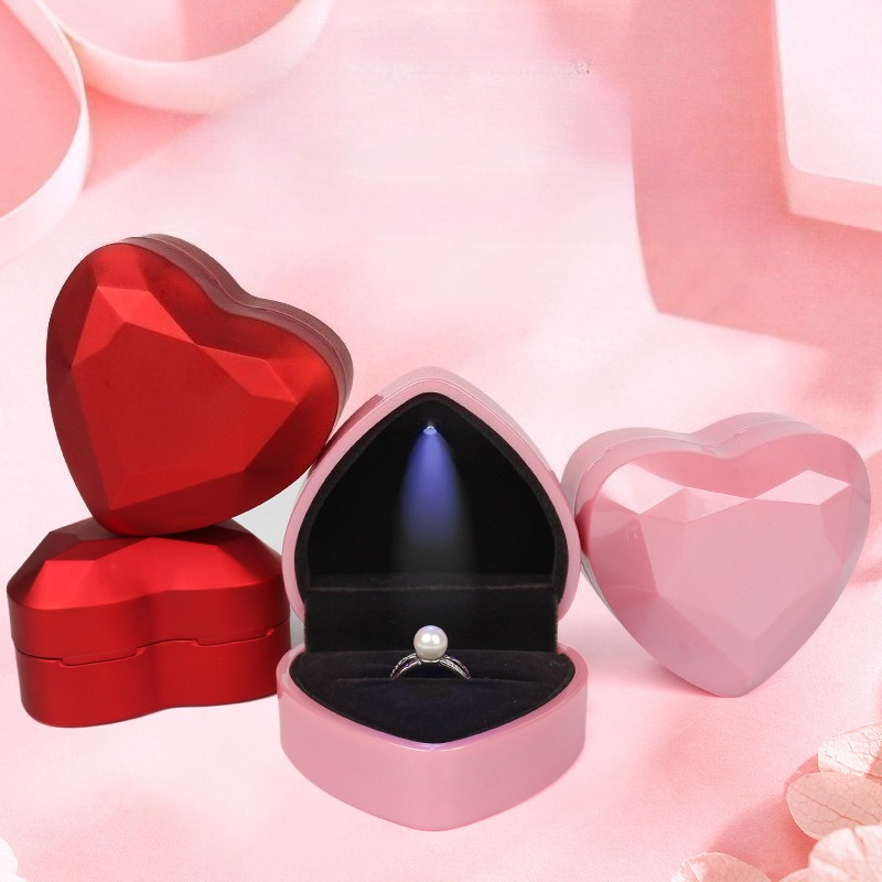 Velvet Ring Box Led Light Proposal - Kreative Ring Box Herz Form LED