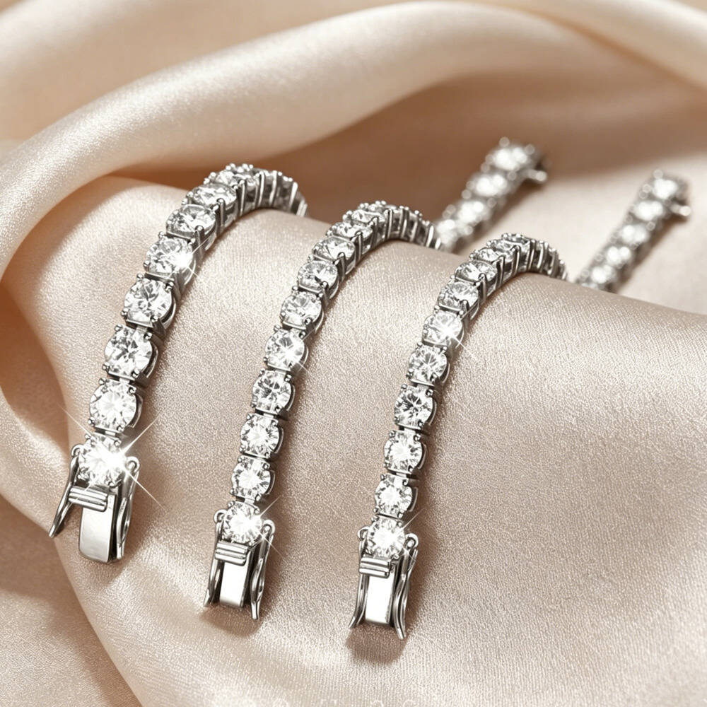 Moissanite Tennis Bracelet 925 Sterling - 925 Sterling Silber Tennisarmband mit rund