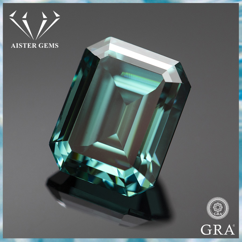 Gra Certificate Loose Moissanite Stone - Nie verblassender smaragdgrüner Moissanit-Stein im Smaragdschliff,