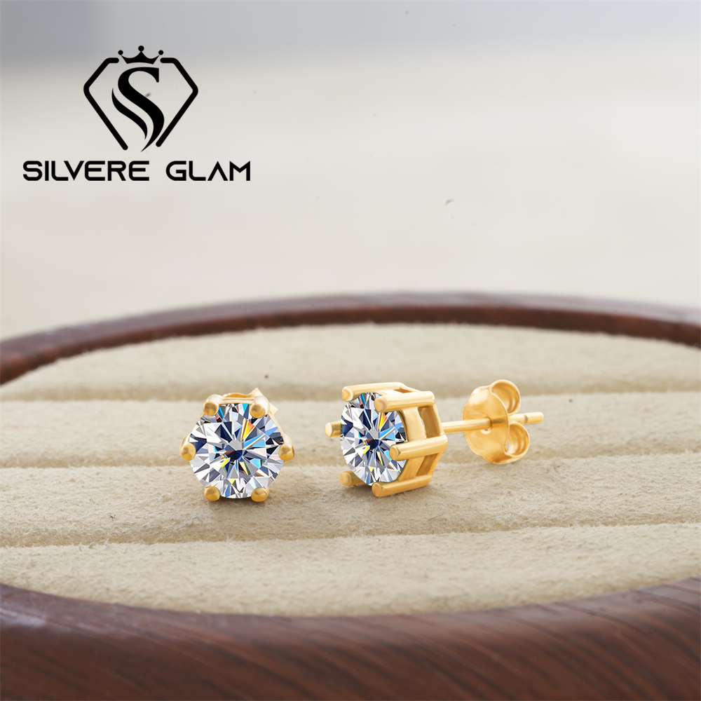 Moissanite Stud Earrings Round Cut 1Ct - Moissanit Ohrstecker 925 Sterling Silber 1CT