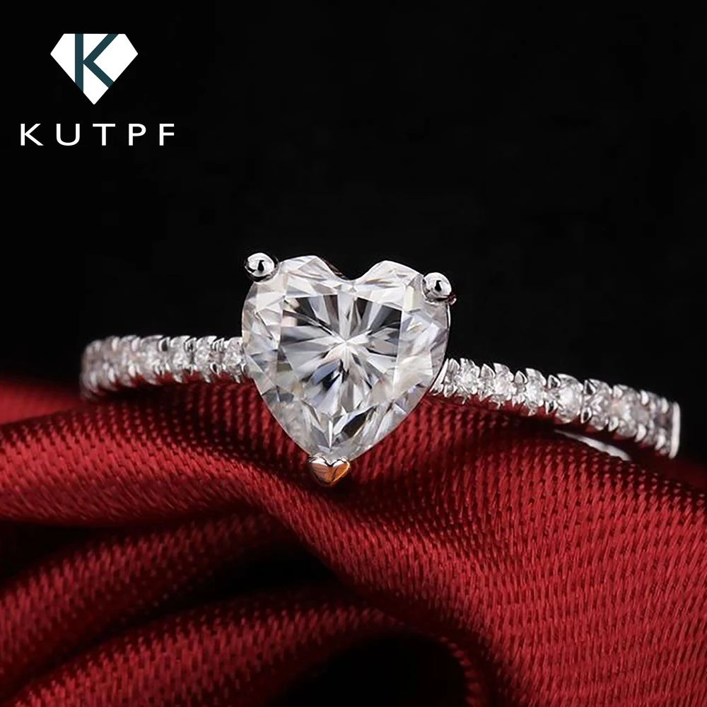 Moissanite Engagement Ring 2 Carat D Vvs1 - 1/2 Karat Herzschliff Moissanit Verlobungsringe für