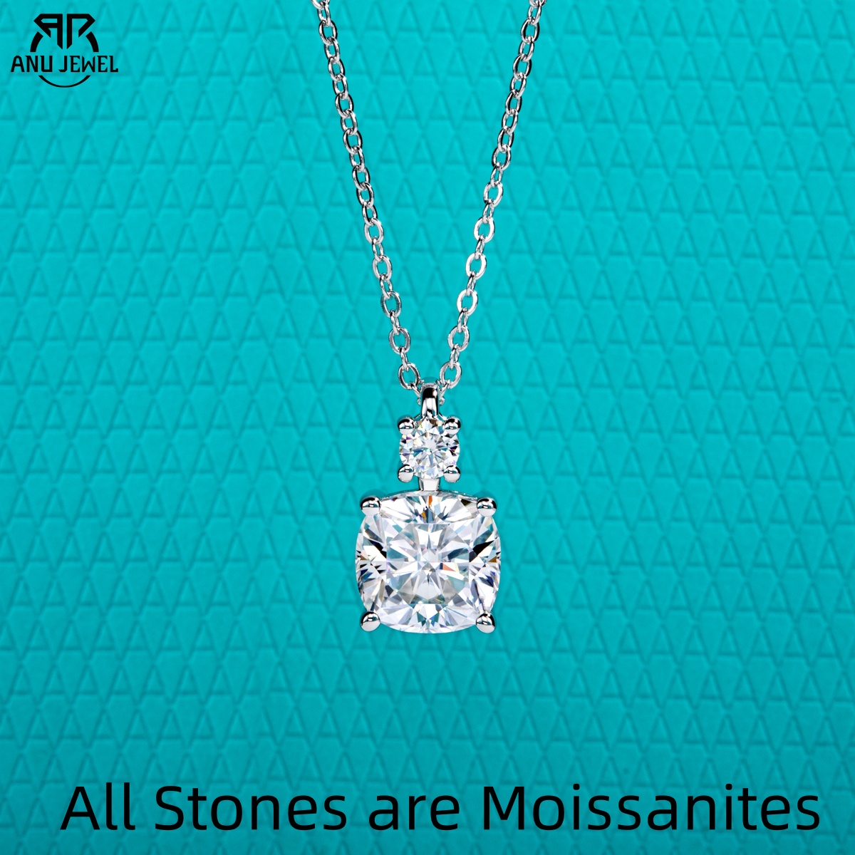 Moissanite Pendant Necklace Solitaire - AnuJewel 2ct/2,5ct Kissenschliff Moissanit Anhänger Klassische