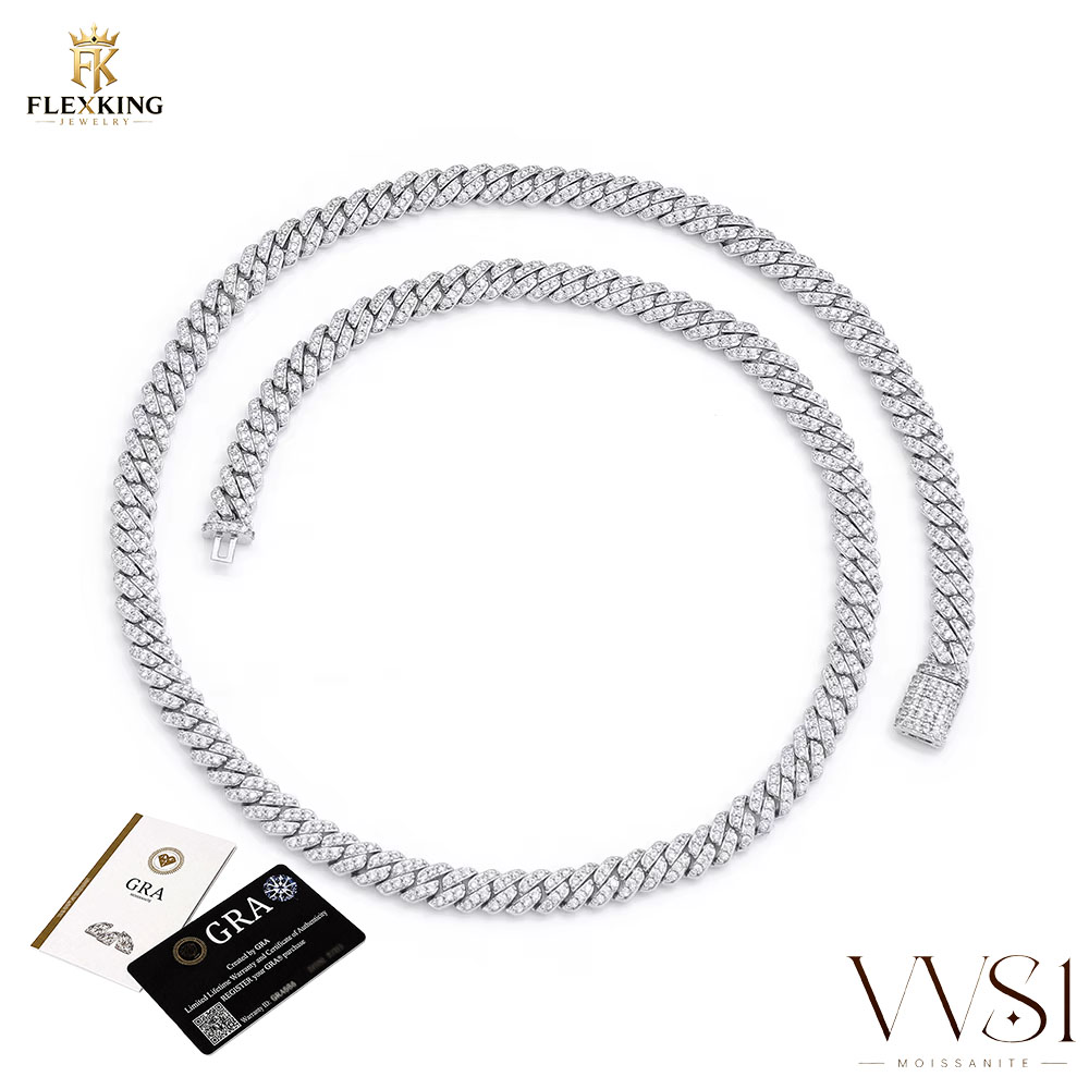 Moissanite Cuban Link Chain Iced Out - FLEXKING 6mm 8mm Messing Iced Out