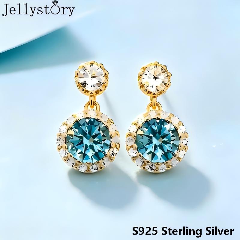 Moissanite Stud Earrings Round Cut 1Ct - Jellystory S925 Sterling Silber Moissanit-Ohrringe, baumelnde