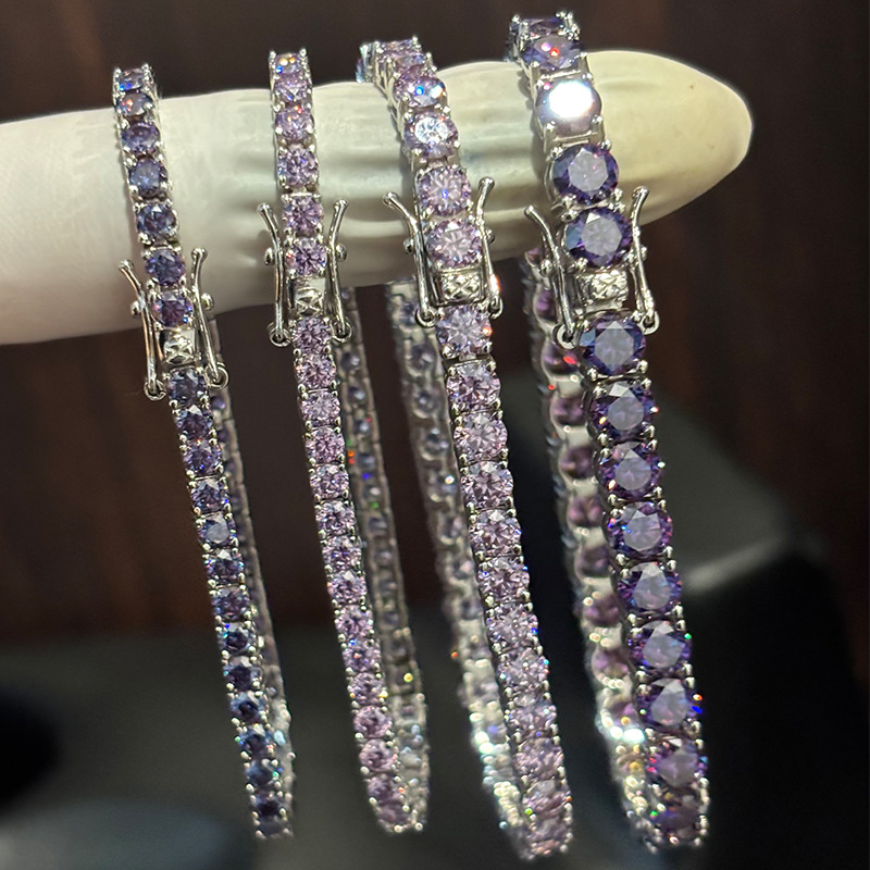 Moissanite Tennis Bracelet 925 Sterling - D VVS Original Lila Moissanit Tennis-Armbänder