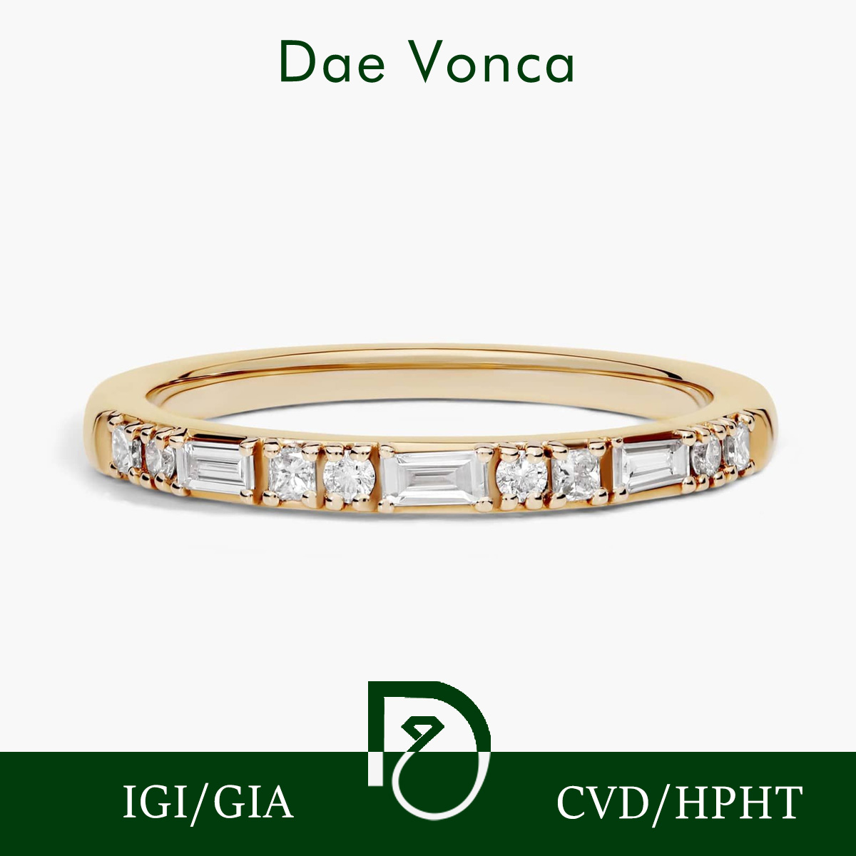 Lab Grown Diamond Ring 14K Gold - 9K/14K/18K Gelbgold Halb-Eternity-Ring mit Labor-Diamanten in