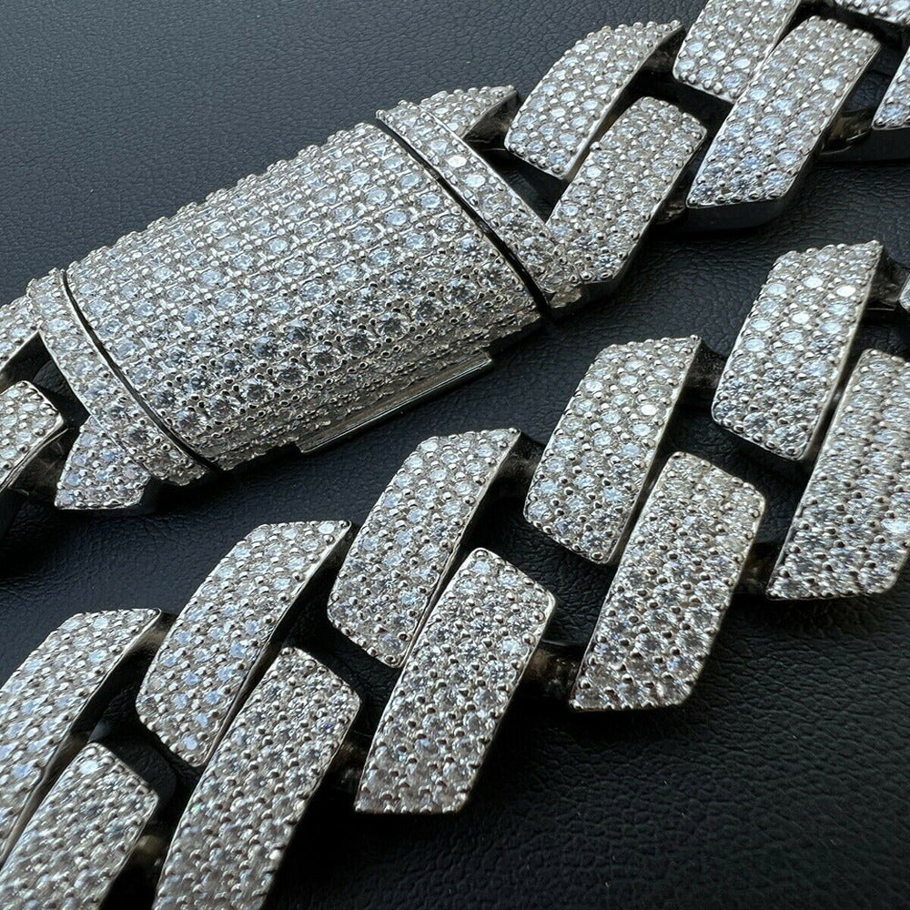 Moissanite Cuban Link Chain Iced Out - Out .22MM Iced Moissanit Cuban Link