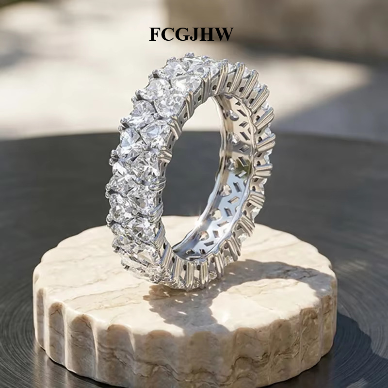 Moissanite Eternity Band Ring Stackable - FCGJHW 3mm Herz-Moissanit-Ringe für Damen, stapelbarer
