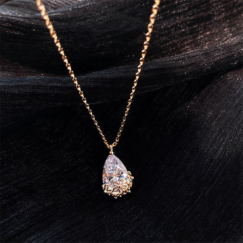 Moissanite Pendant Necklace Solitaire - 14K Gold Wassertropfen-Lab-Diamant-Anhänger Echtes 925 Sterling