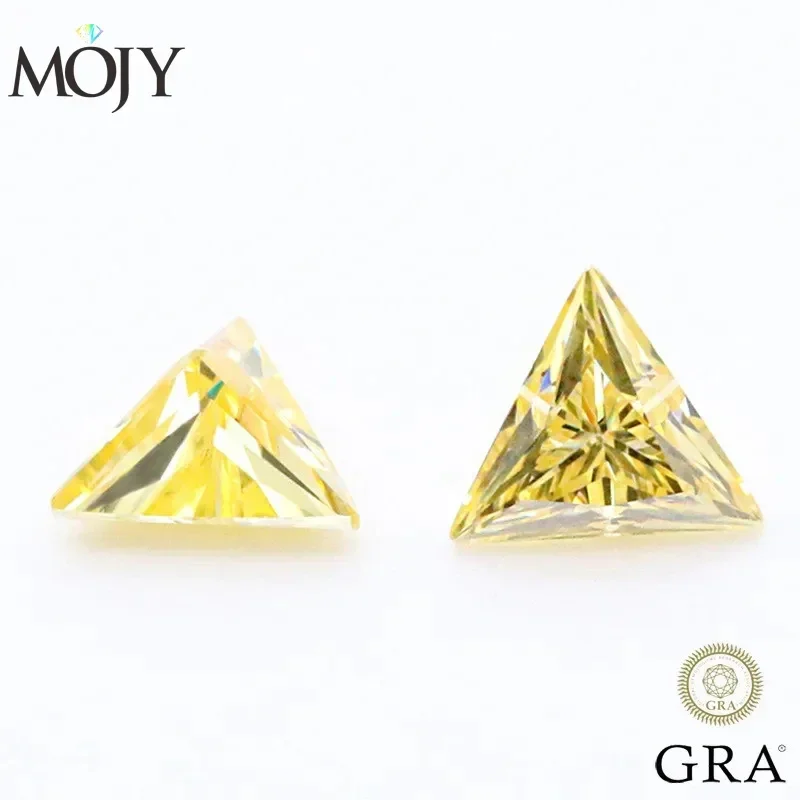 Gra Certificate Loose Moissanite Stone - MOJY Dreieckiger Zitronengelber loser Moissanit-Stein, Edelsteine,