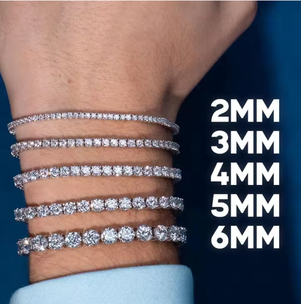 Moissanite Tennis Bracelet 925 Sterling - 2/3/4/5MM VVS1 Moissanit Tennis-Armband S925 Sterling