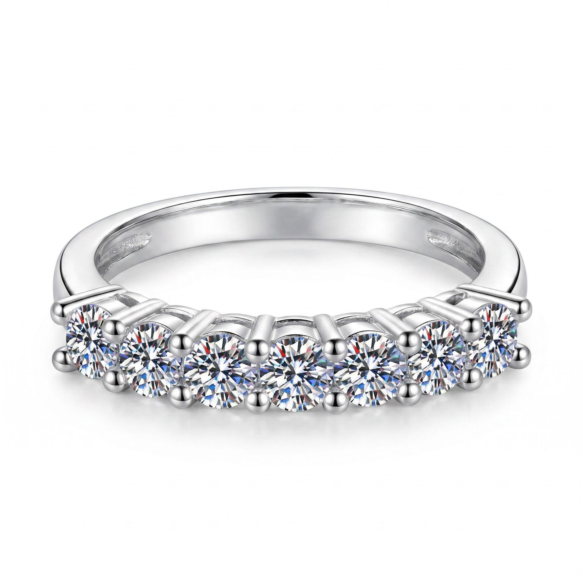Moissanite Eternity Band Ring Stackable - Iris Moissanit-Ring mit Spitzenband, 925er Sterlingsilber,