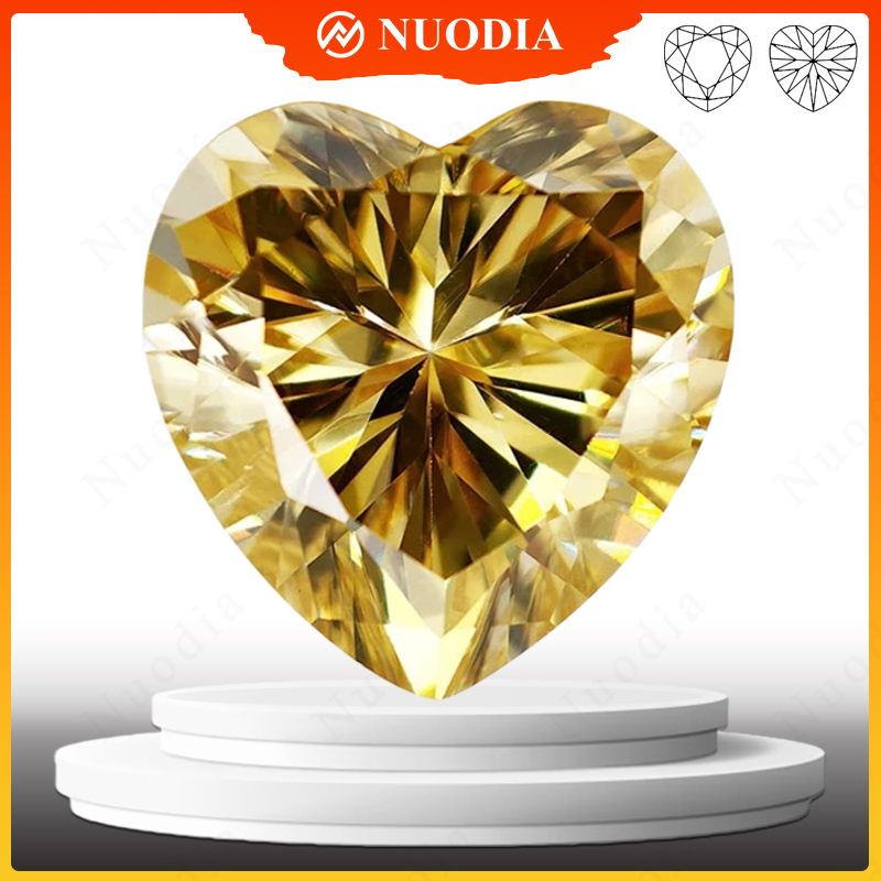 Gra Certificate Loose Moissanite Stone - Zitronengelber Moissanit-Stein mit Zertifikat, Herzschliff, 0,5-5,0