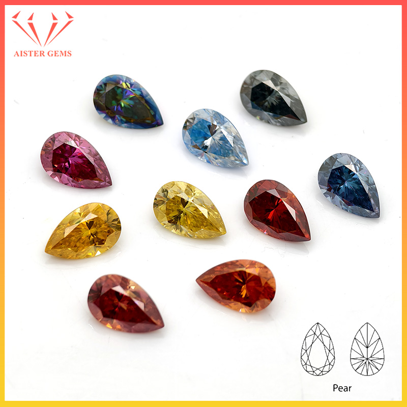 Gra Certificate Loose Moissanite Stone - Neue bunte, birnenförmig geschliffene Moissanit-Edelsteine, lose