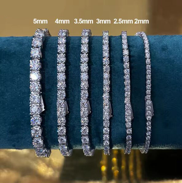 Moissanite Tennis Bracelet 925 Sterling - 2-5mm Moissanit-Tennisarmbänder für Damen und Herren,