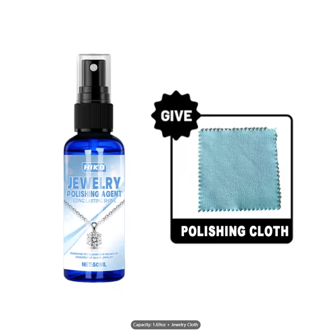 Jewelry Polishing Cloth Silver Cleaner - Schmuck-Poliermittel-Spray mit Mikrofasertuch Schnellpolitur für Gold