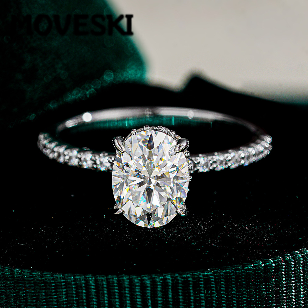 Moissanite Engagement Ring 2 Carat D Vvs1 - Luxuriöser 925 Silber 1/2/3 Karat Ovaler