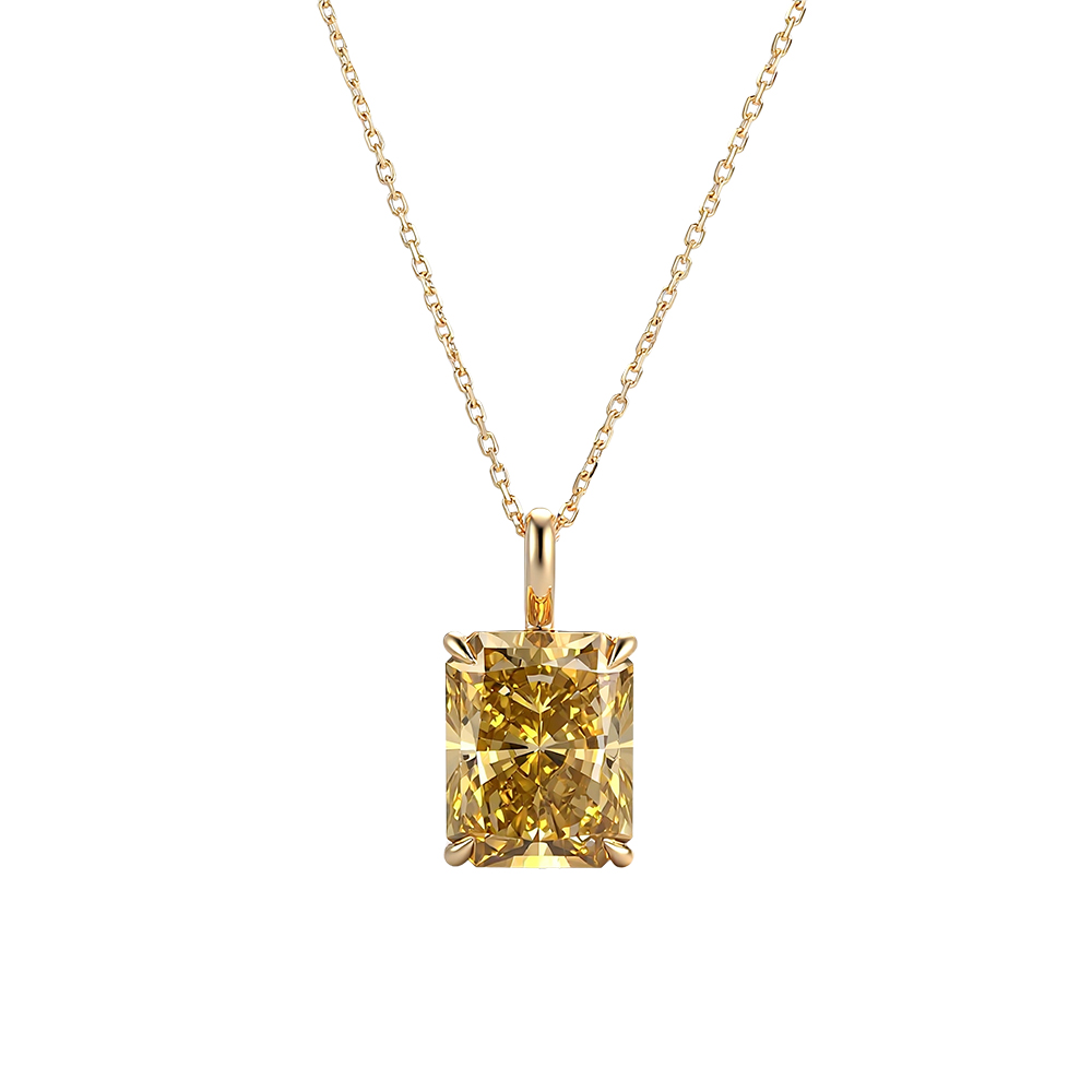 Moissanite Pendant Necklace Solitaire - Provence 7 CT Champagner-Moissanit-Anhänger für Damen,