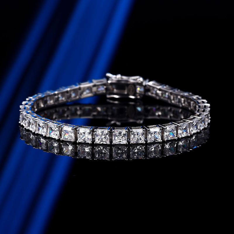 Moissanite Tennis Bracelet 925 Sterling - Princess Cut Moissanit-Diamant-Tennis-Armreif aus echtem 925er