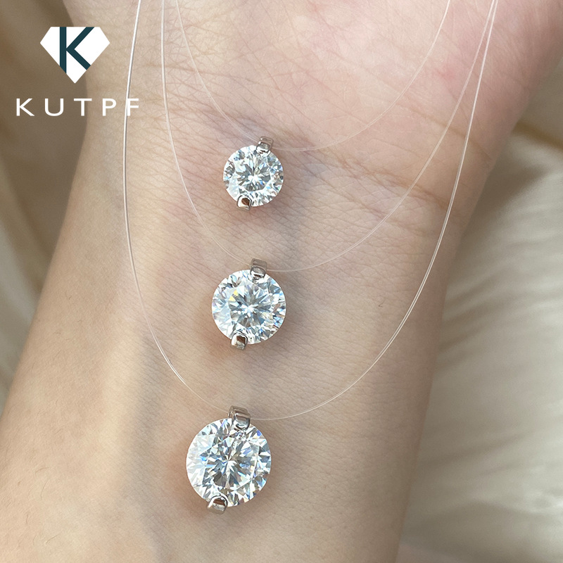 Moissanite Pendant Necklace Solitaire - Halskette mit 0,5/1/2 Karat Solitär-Moissanit-Diamant-Anhänger, zertifiziertes