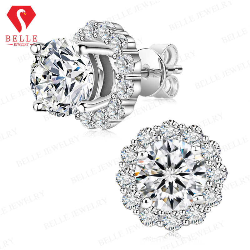 Moissanite Stud Earrings Round Cut 1Ct - S925 Sterling Silber Klassische Brillantschliff Ohrstecker