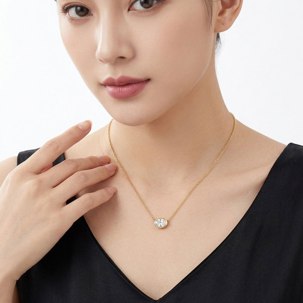 KNOBSPIN 2 Karat oval geschlif – Moissanite Pendant Necklace Solitaire Bewertung und Preis