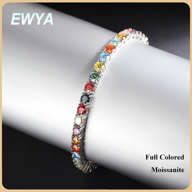 EWYA Mehrfarbiges, 3/4/5 mm gr – Moissanite Tennis Bracelet 925 Sterling Bewertung und Preis