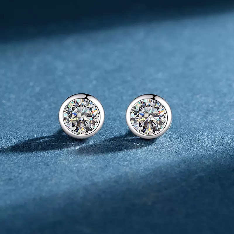 1ct Moissanit-Ohrstecker für D – Moissanite Stud Earrings Round Cut 1Ct Bewertung und Preis