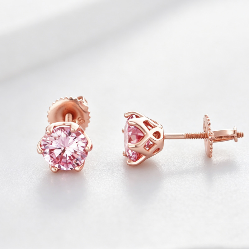 BR 1ct Rosa Moissanit-Ohrsteck – Moissanite Stud Earrings Round Cut 1Ct Bewertung und Preis