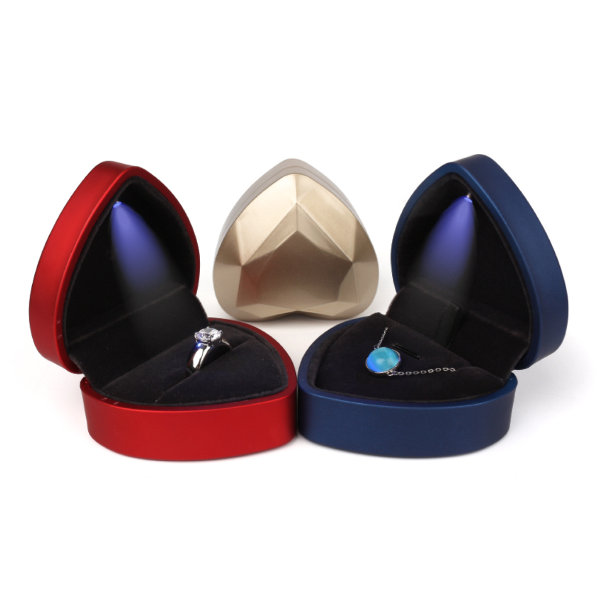 Kreative Ring Box Herz Form LE – Velvet Ring Box Led Light Proposal Bewertung und Preis