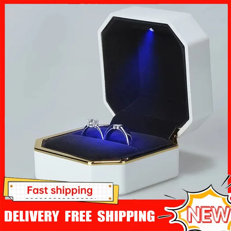 Neue 1PCS Luxus Ring Box Platz – Velvet Ring Box Led Light Proposal Bewertung und Preis