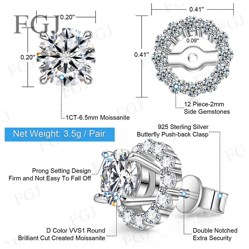 Damen-Moissanit-Diamant-Ohrste – Moissanite Stud Earrings Round Cut 1Ct Bewertung und Preis