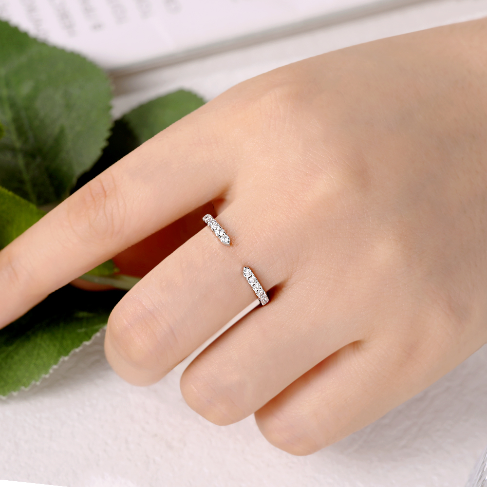 M-JAJA Stapelbarer offener Moi – Moissanite Eternity Band Ring Stackable Bewertung und Preis
