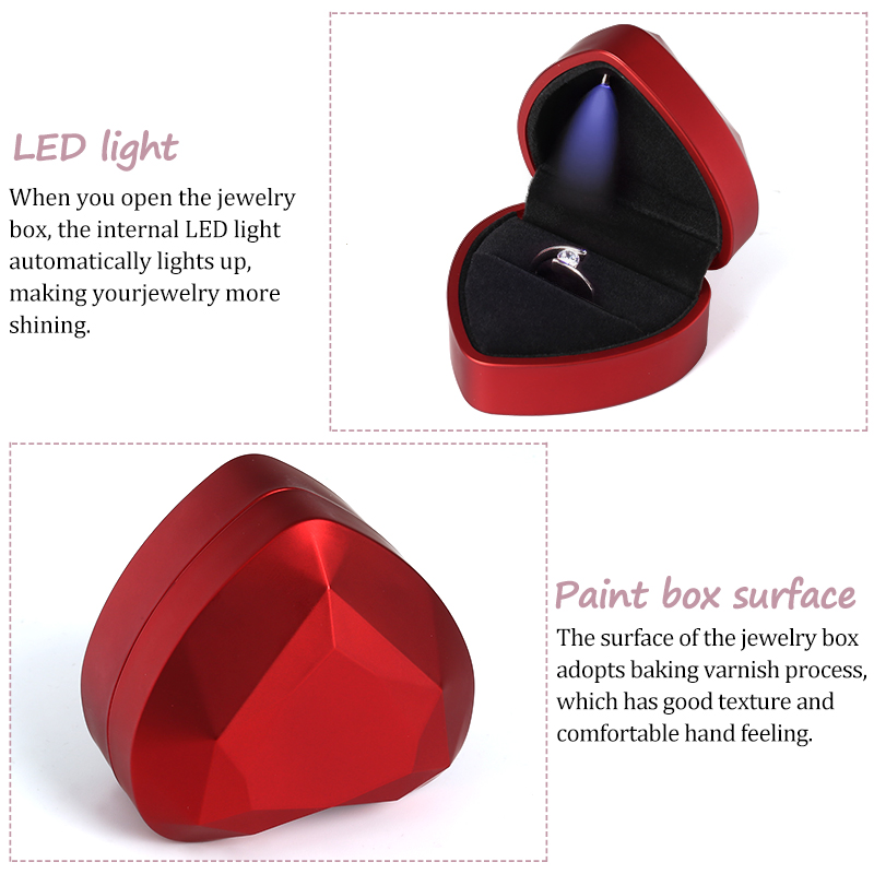 Herzförmige quadratische LED-L – Velvet Ring Box Led Light Proposal Bewertung und Preis