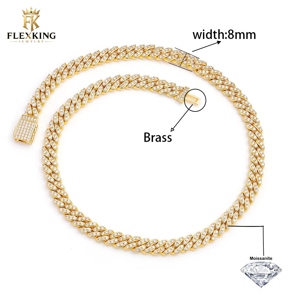 FLEXKING 6mm 8mm Messing Iced  – Moissanite Cuban Link Chain Iced Out Bewertung und Preis
