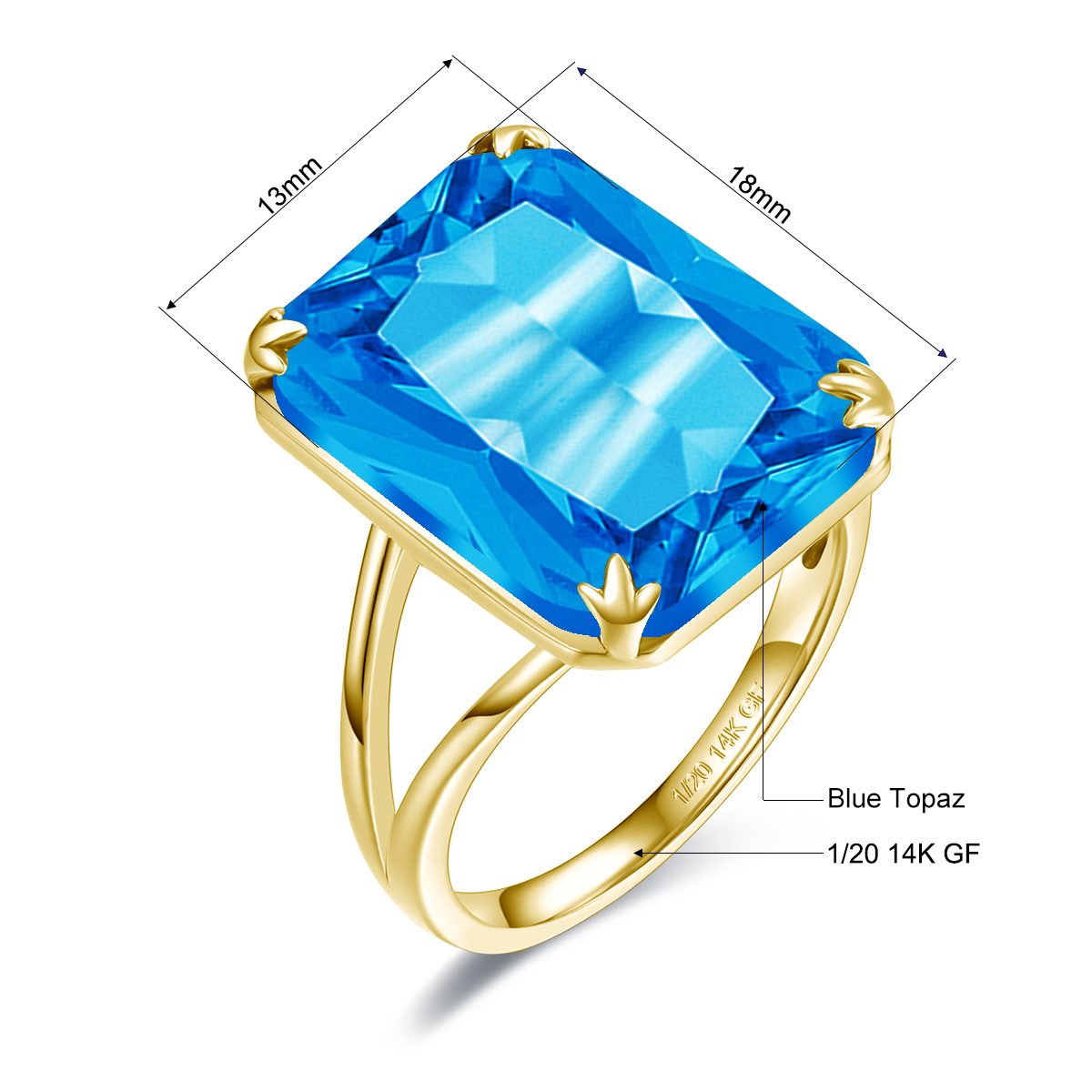 Blauer Topas-Ring, massiv, 14  – Lab Grown Diamond Ring 14K Gold Bewertung und Preis