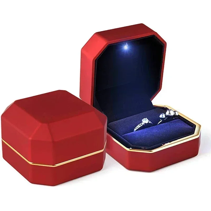 Luxuriöse Ringbox, Quadratisch – Velvet Ring Box Led Light Proposal Bewertung und Preis