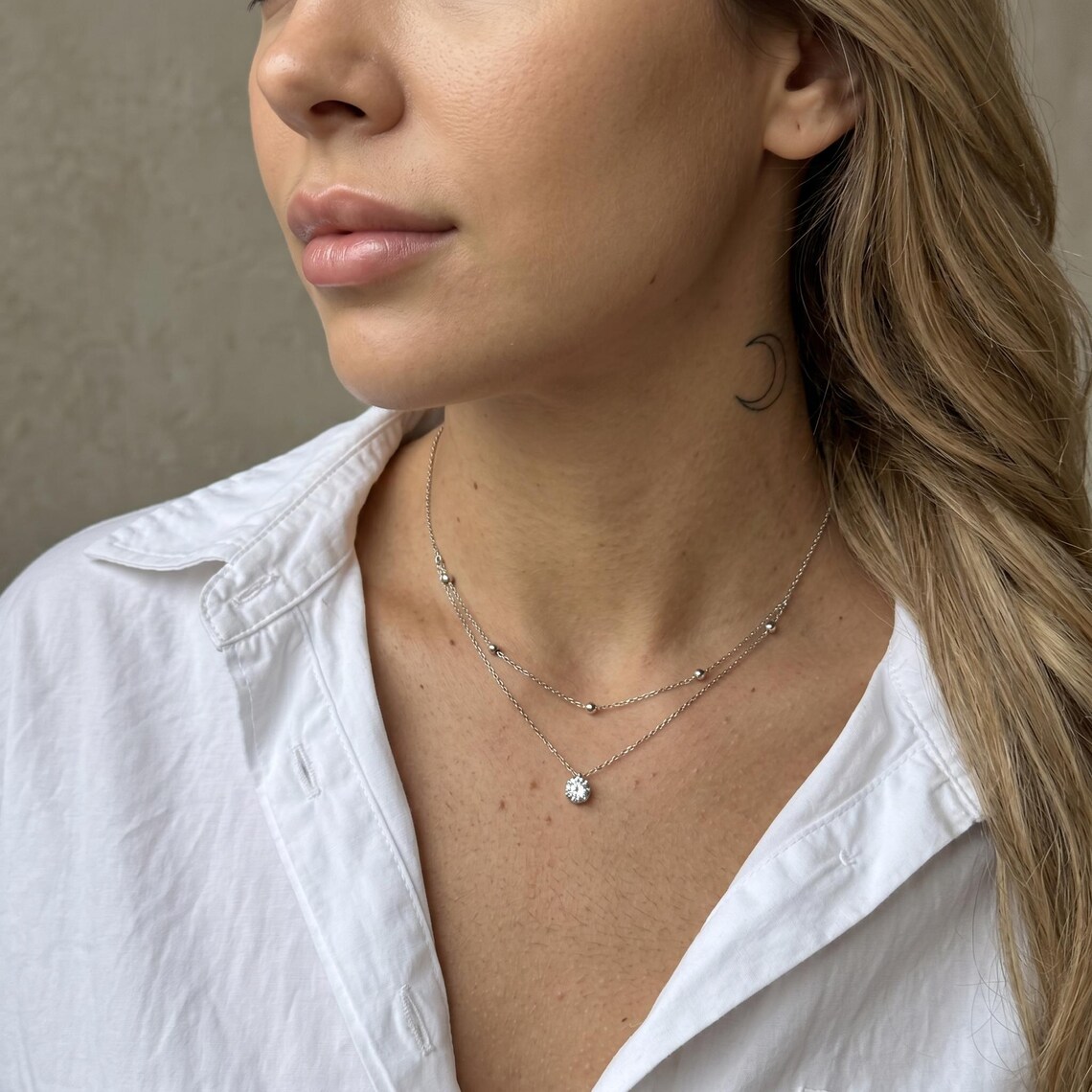 OXTAO Doppelschichtige Moissan – Moissanite Pendant Necklace Solitaire Bewertung und Preis