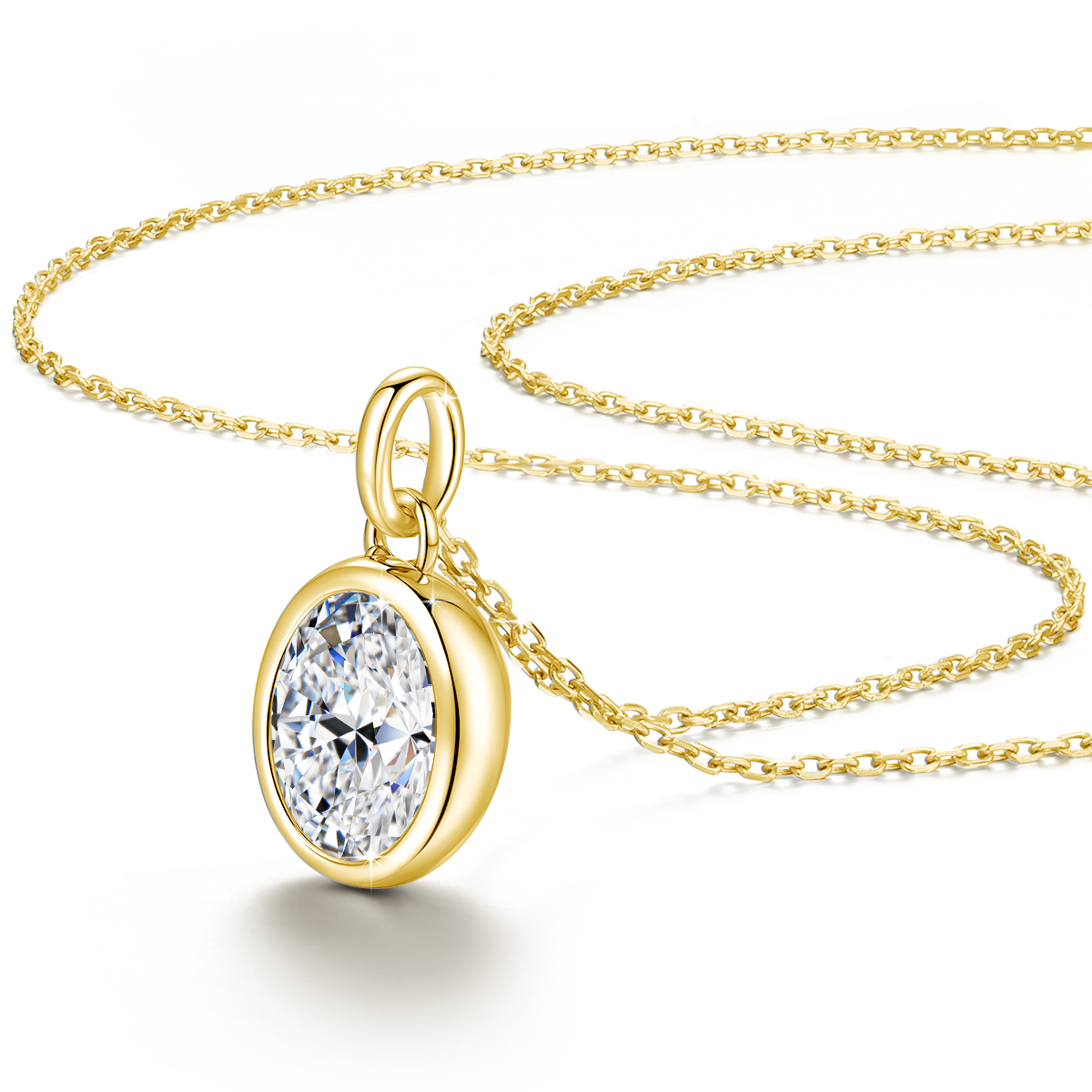 AU585 Gold 14K Ovaler Moissani – Moissanite Pendant Necklace Solitaire Bewertung und Preis