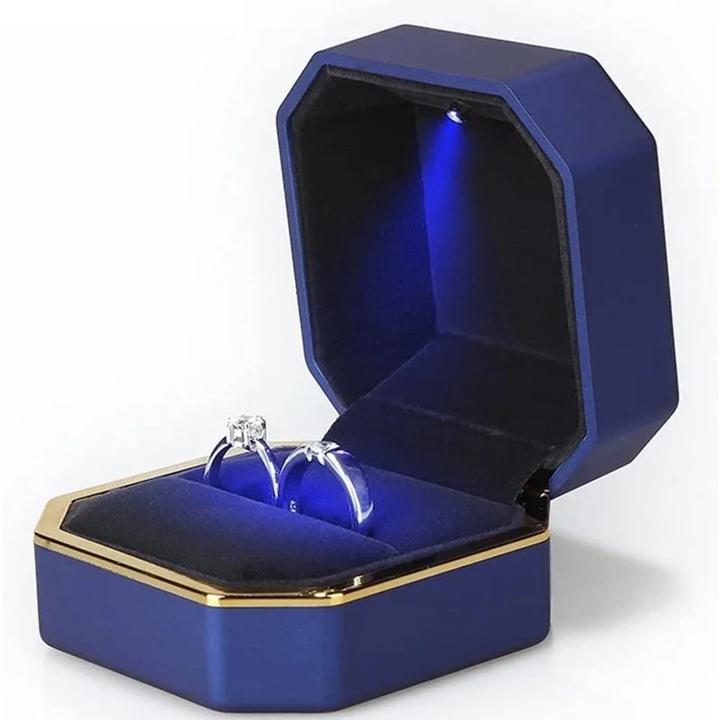 Neue 1PCS Ring Box Hochzeit Sa – Velvet Ring Box Led Light Proposal Bewertung und Preis